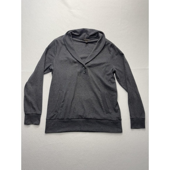 Banana Republic Other - Banana Republic Mens Gray Shawl Collar Henley Sweatshirt Pockets Pullover L